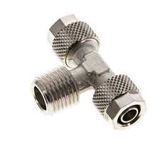 8x6 & R1/4'' Nickel plated Brass Tee Push-on Fitting with Male Threads [2 Pieces]