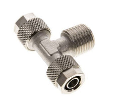 8x6 & R1/4'' Nickel plated Brass Tee Push-on Fitting with Male Threads [2 Pieces]