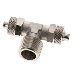 8x6 & R3/8'' Nickel plated Brass Tee Push-on Fitting with Male Threads [2 Pieces]