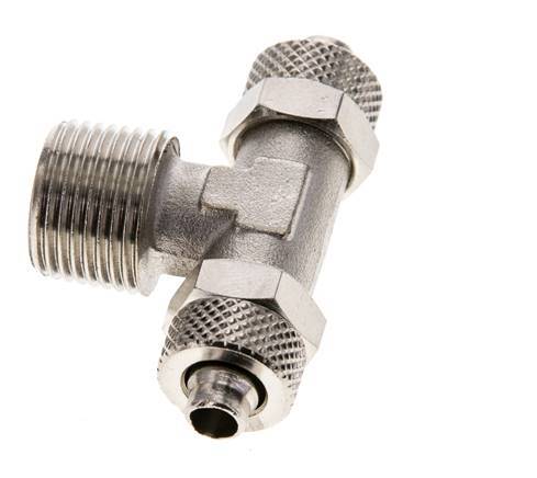 8x6 & R3/8'' Nickel plated Brass Tee Push-on Fitting with Male Threads [2 Pieces]