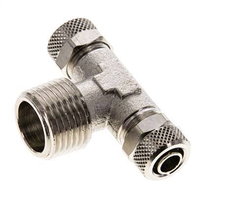 10x8 & R1/2'' Nickel plated Brass Tee Push-on Fitting with Male Threads