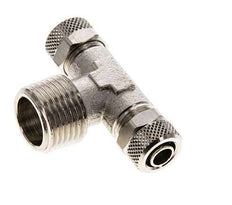 10x8 & R1/2'' Nickel plated Brass Tee Push-on Fitting with Male Threads