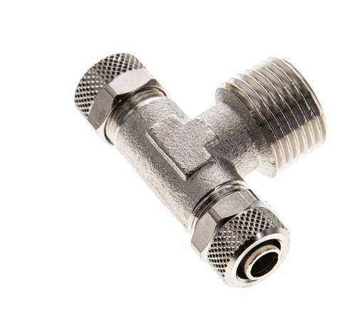 10x8 & R1/2'' Nickel plated Brass Tee Push-on Fitting with Male Threads