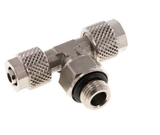 6x4 & G1/8'' Nickel plated Brass Tee Push-on Fitting with Male Threads Rotatable [2 Pieces]