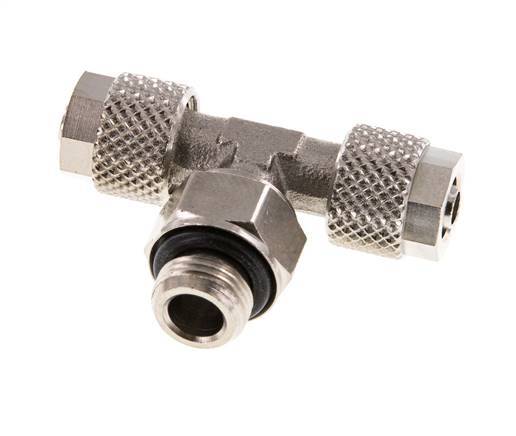 6x4 & G1/8'' Nickel plated Brass Tee Push-on Fitting with Male Threads Rotatable [2 Pieces]