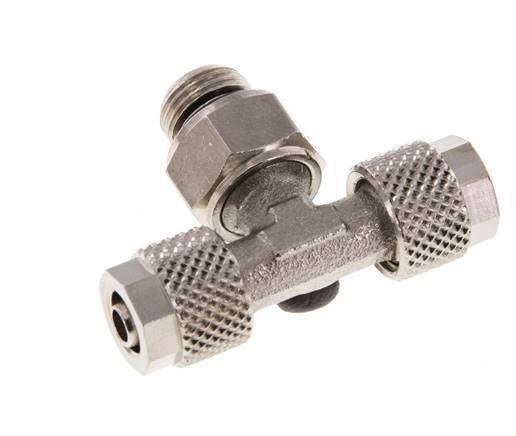6x4 & G1/8'' Nickel plated Brass Tee Push-on Fitting with Male Threads Rotatable [2 Pieces]