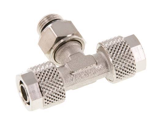 8x6 & G1/8'' Nickel plated Brass Tee Push-on Fitting with Male Threads Rotatable [2 Pieces]