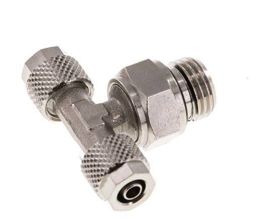 6x4 & G1/4'' Nickel plated Brass Tee Push-on Fitting with Male Threads Rotatable [2 Pieces]
