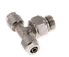 6x4 & G1/4'' Nickel plated Brass Tee Push-on Fitting with Male Threads Rotatable [2 Pieces]