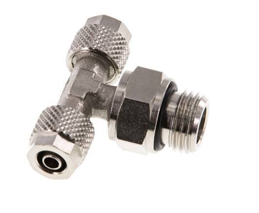 6x4 & G1/4'' Nickel plated Brass Tee Push-on Fitting with Male Threads Rotatable [2 Pieces]