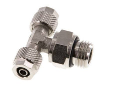 6x4 & G1/4'' Nickel plated Brass Tee Push-on Fitting with Male Threads Rotatable [2 Pieces]