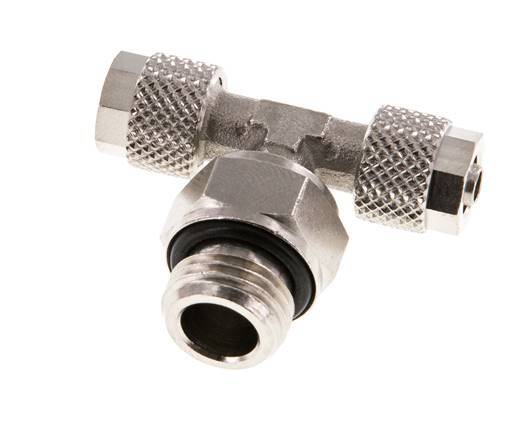 6x4 & G1/4'' Nickel plated Brass Tee Push-on Fitting with Male Threads Rotatable [2 Pieces]
