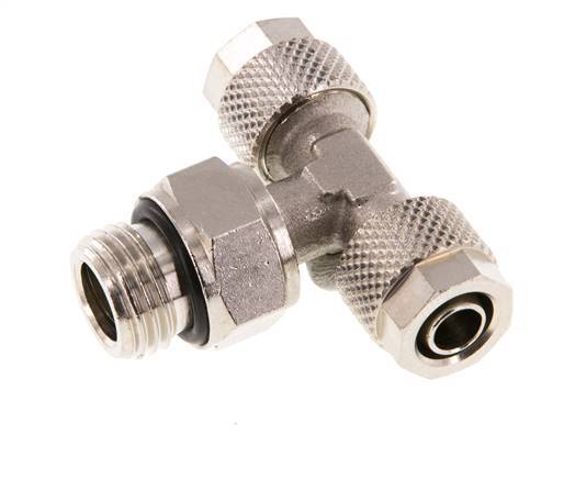 8x6 & G1/4'' Nickel plated Brass Tee Push-on Fitting with Male Threads Rotatable