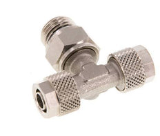 8x6 & G1/4'' Nickel plated Brass Tee Push-on Fitting with Male Threads Rotatable