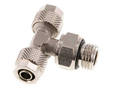 8x6 & G1/4'' Nickel plated Brass Tee Push-on Fitting with Male Threads Rotatable