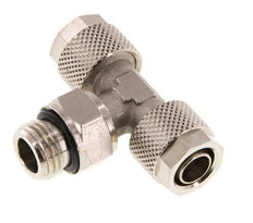10x8 & G1/4'' Nickel plated Brass Tee Push-on Fitting with Male Threads Rotatable