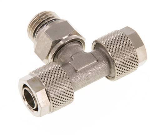 10x8 & G1/4'' Nickel plated Brass Tee Push-on Fitting with Male Threads Rotatable