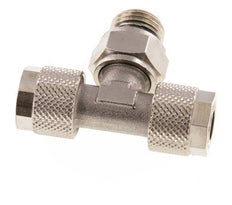 10x8 & G1/4'' Nickel plated Brass Tee Push-on Fitting with Male Threads Rotatable