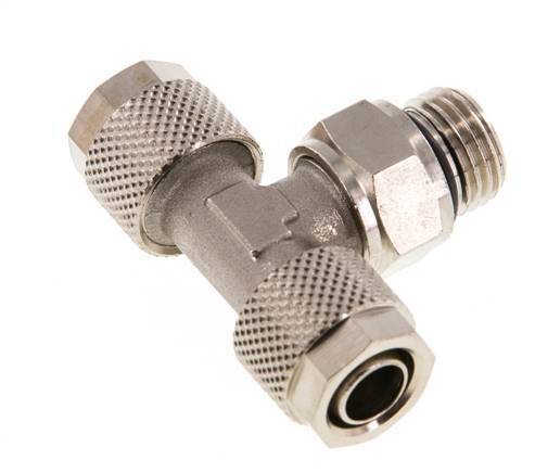 10x8 & G1/4'' Nickel plated Brass Tee Push-on Fitting with Male Threads Rotatable