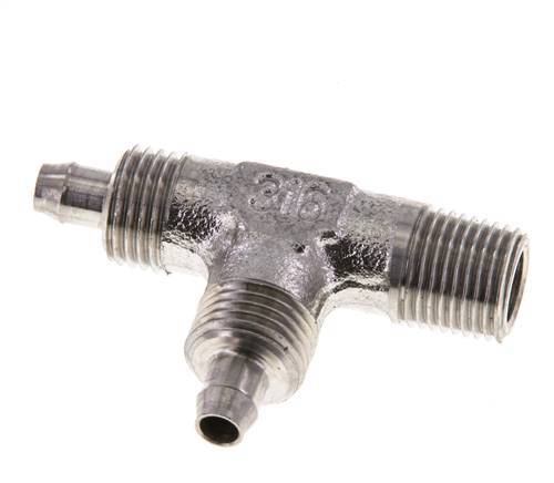 6x4 & R1/8'' Stainless Steel 1.4305 Right Angle Tee Push-on Fitting with Male Threads