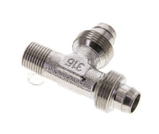 10x8 & R1/8'' Stainless Steel 1.4305 Right Angle Tee Push-on Fitting with Male Threads