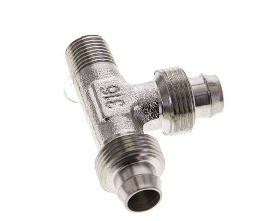 10x8 & R1/8'' Stainless Steel 1.4305 Right Angle Tee Push-on Fitting with Male Threads