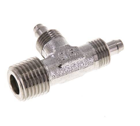 6x4 & R1/4'' Stainless Steel 1.4305 Right Angle Tee Push-on Fitting with Male Threads