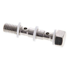 2-way Stainless Steel Banjo Bolt with M5 Male Threads PTFE L27mm