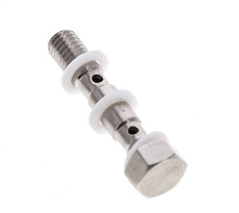 2-way Stainless Steel Banjo Bolt with M5 Male Threads PTFE L27mm