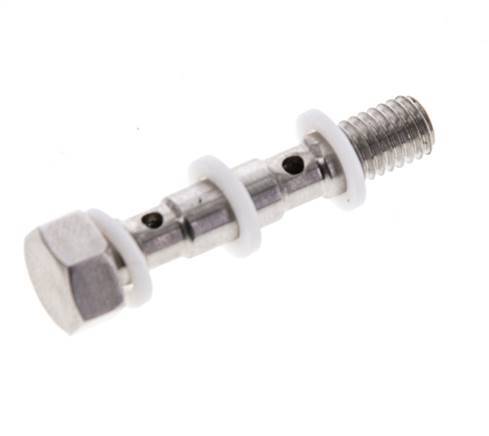 2-way Stainless Steel Banjo Bolt with M5 Male Threads PTFE L27mm