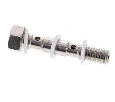 2-way Stainless Steel Banjo Bolt with M5 Male Threads PTFE L27mm