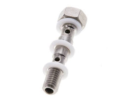 2-way Stainless Steel Banjo Bolt with M5 Male Threads PTFE L27mm