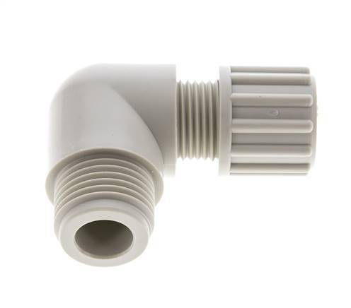 12x10mm & G1/4'' PVDF Elbow Compression Fitting with Male Threads 10 bar