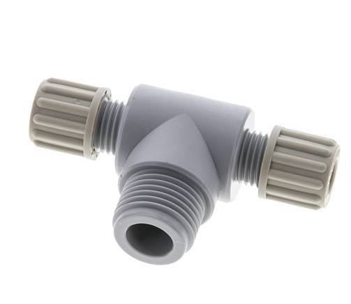 8x6mm & G1/2'' PA T-Shape Tee Compression Fitting with Male Threads 10 bar