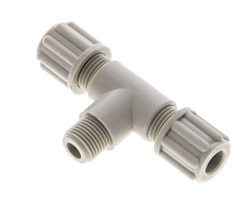6x4mm & G1/8'' PP T-Shape Tee Compression Fitting with Male Threads 10 bar
