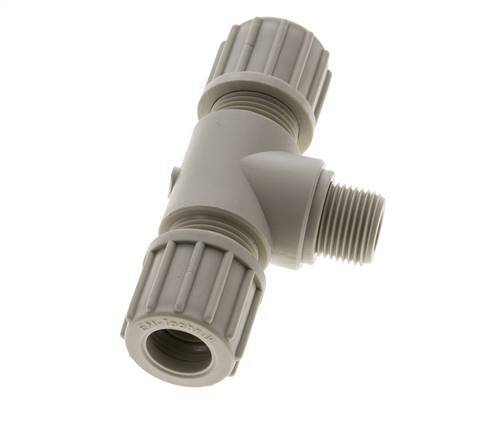14x12mm & G3/8'' PP T-Shape Tee Compression Fitting with Male Threads 10 bar