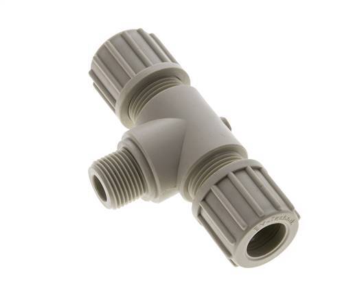 14x12mm & G3/8'' PP T-Shape Tee Compression Fitting with Male Threads 10 bar