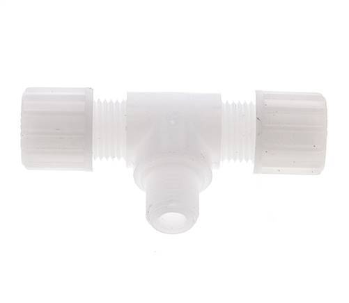 10x8mm & G1/4'' PVDF T-Shape Tee Compression Fitting with Male Threads 10 bar