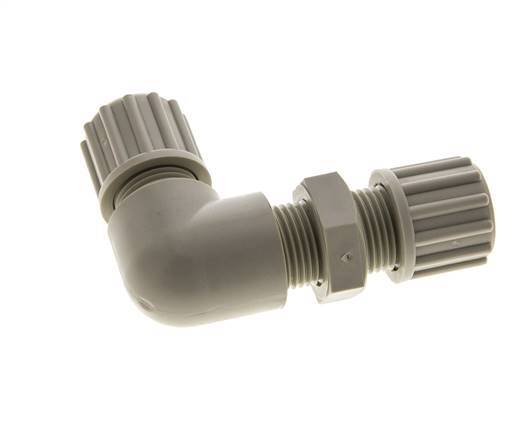 12x10mm PP Elbow Compression Fitting Bulkhead 10 bar