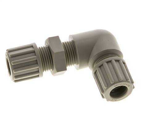 12x10mm PP Elbow Compression Fitting Bulkhead 10 bar