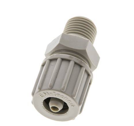 10x4mm & G1/4'' PP Straight Compression Fitting with Male Threads 10 bar PVC and PA