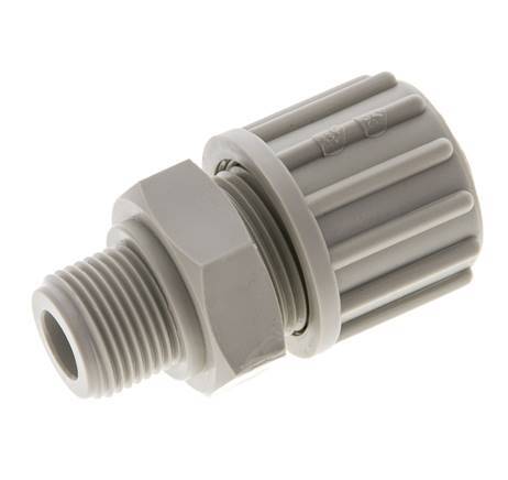 16x10mm & G3/8'' PP Straight Compression Fitting with Male Threads 10 bar PVC and PA
