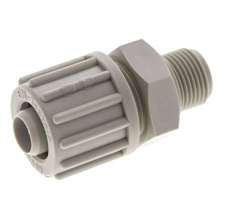 16x10mm & G3/8'' PP Straight Compression Fitting with Male Threads 10 bar PVC and PA