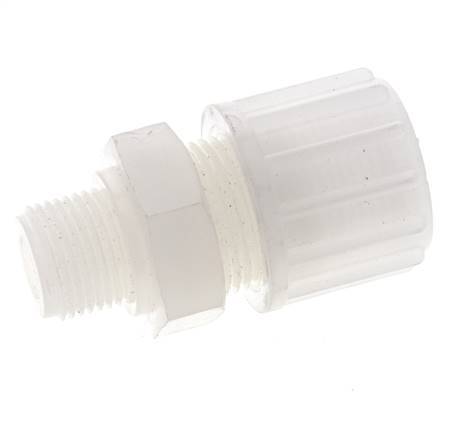 12x6mm & G1/2'' PVDF Straight Compression Fitting with Male Threads 10 bar PVC and PA