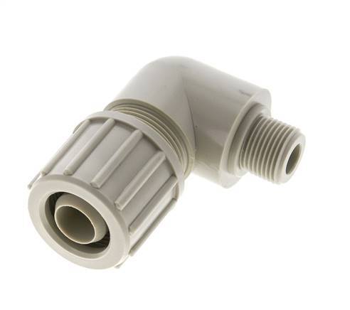 20x13mm & G3/8'' PP Elbow Compression Fitting with Male Threads 10 bar PVC and PA