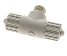 12x6mm & G3/8'' PP T-Shape Tee Compression Fitting with Male Threads 10 bar PVC and PA