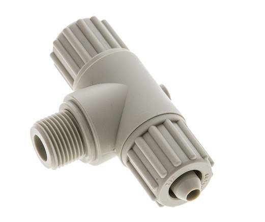 12x6mm & G3/8'' PP T-Shape Tee Compression Fitting with Male Threads 10 bar PVC and PA