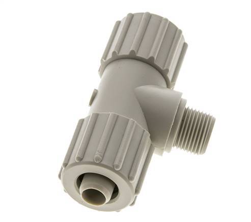 15x9mm & G3/8'' PP T-Shape Tee Compression Fitting with Male Threads 10 bar PVC and PA