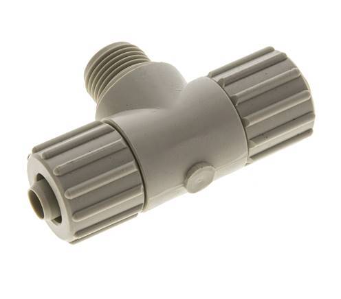 15x9mm & G1/2'' PP T-Shape Tee Compression Fitting with Male Threads 10 bar PVC and PA