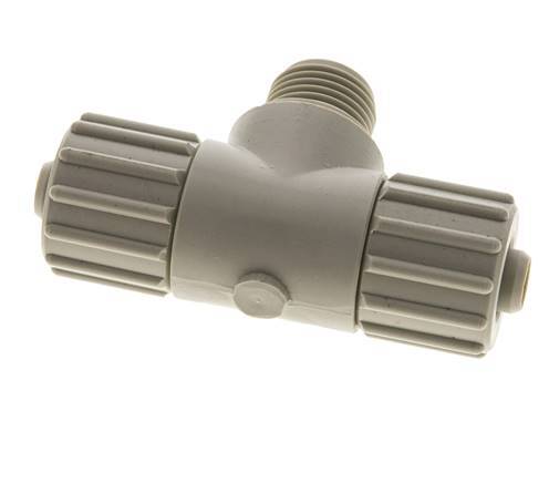 15x9mm & G1/2'' PP T-Shape Tee Compression Fitting with Male Threads 10 bar PVC and PA